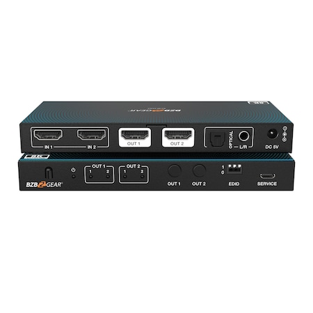 Bzbgear 2x2 Matrix 8K at 60Hz UHD HDMI21 with Audio Deembedder BG-8K-22MA